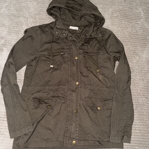 Heart Hips Military Jacket Women S Utility Cargo Field OuterWear Green‎ Full Zip
